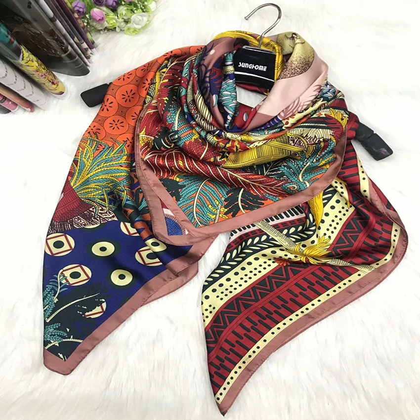 Manufacture Wholesale Custom Design Silk Scarves Ladies Silk Chiffon Hijabs Luxury Designer Brand Logo Printed Silk Scarf