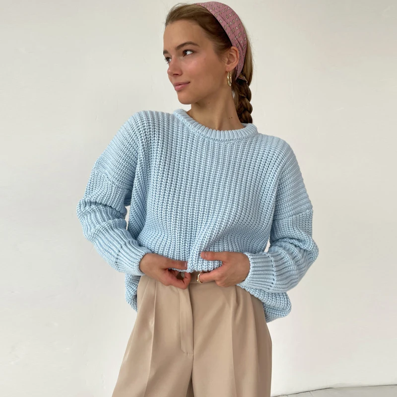 New fashion womens plus size casual elegant long sleeve plus size vintage cashmere sweater