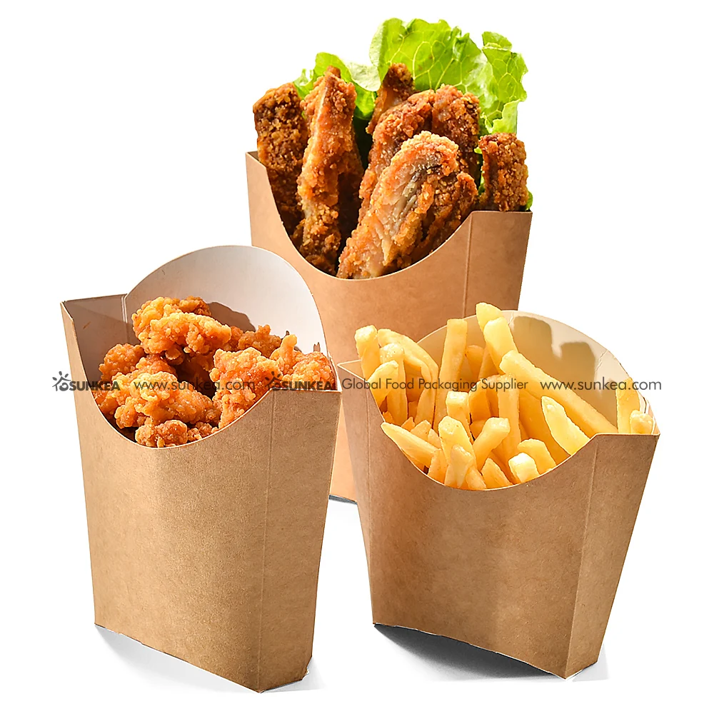High-quality paper fry scoop cups, custom printed disposable hot chip scoop paper cups