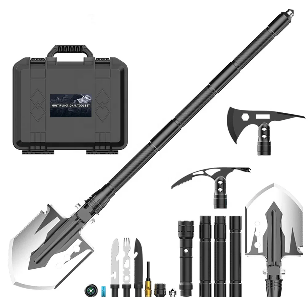 Multifunctional Shovel  Axe suit Outdoor Military Camping Folding Survival Shovel Kit