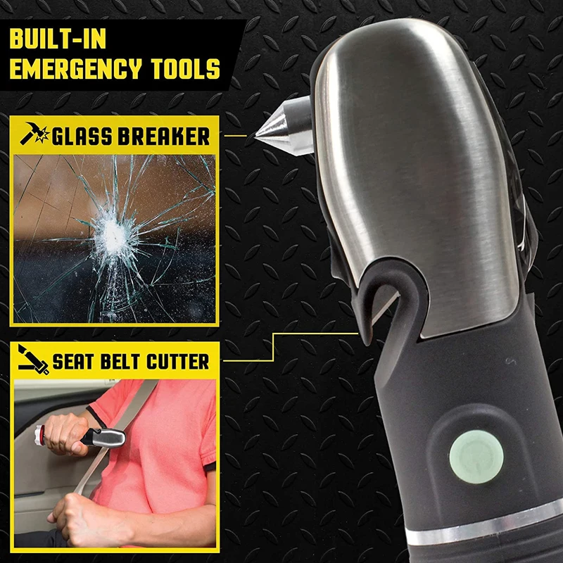 LED zoomable Stainless Steel 5 Piece Pocket Army Knife Tactical Multitool Flashlight With Seatbelt Cutter Window Glass Breaker