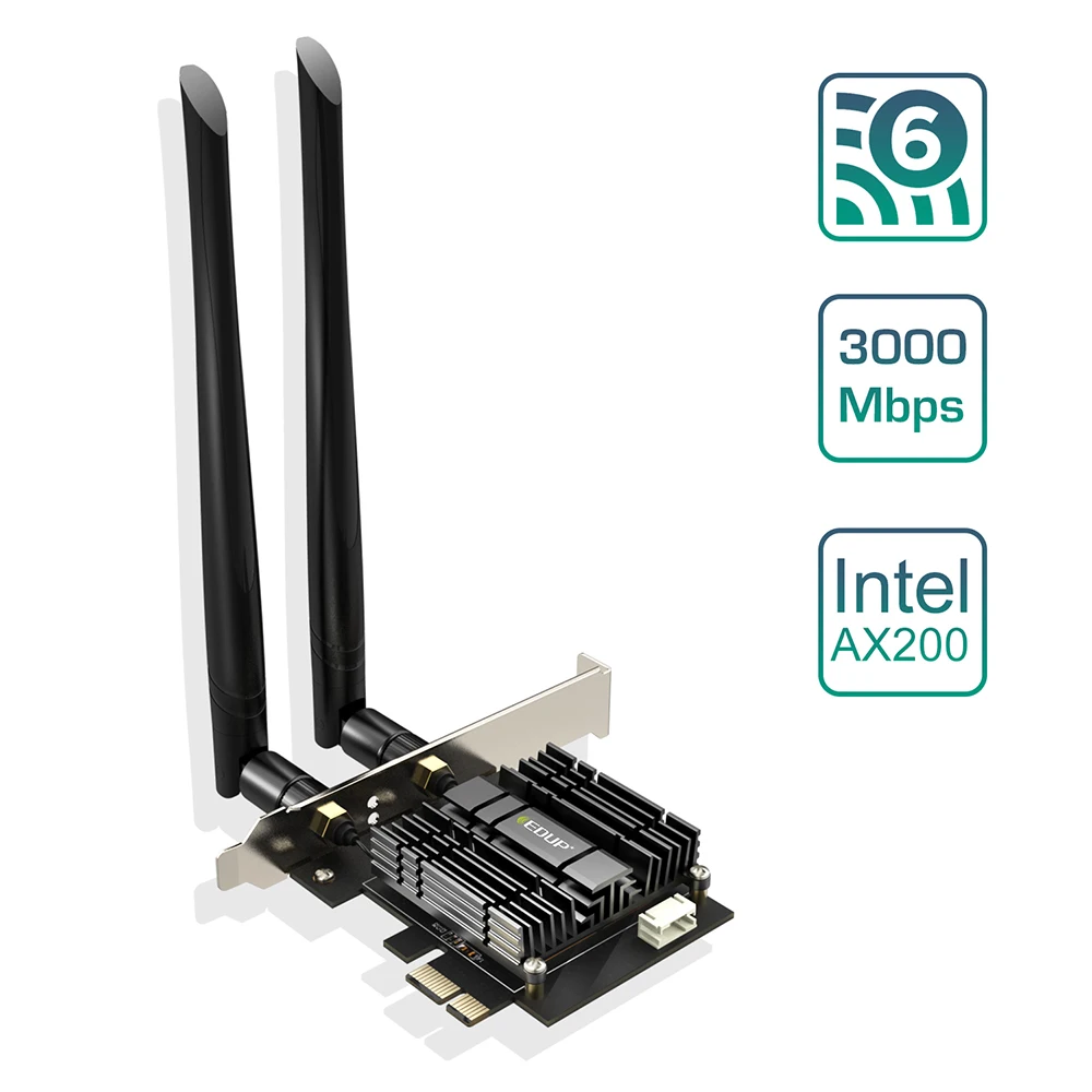  EDUP Wi-Fi 6 карт BT 5 0 с радиатором PCIe сетевая карта AX 3000 Мбит/с AX200 802.11AX 2 4 ГГц/5 8 ГГц Беспроводная PCI