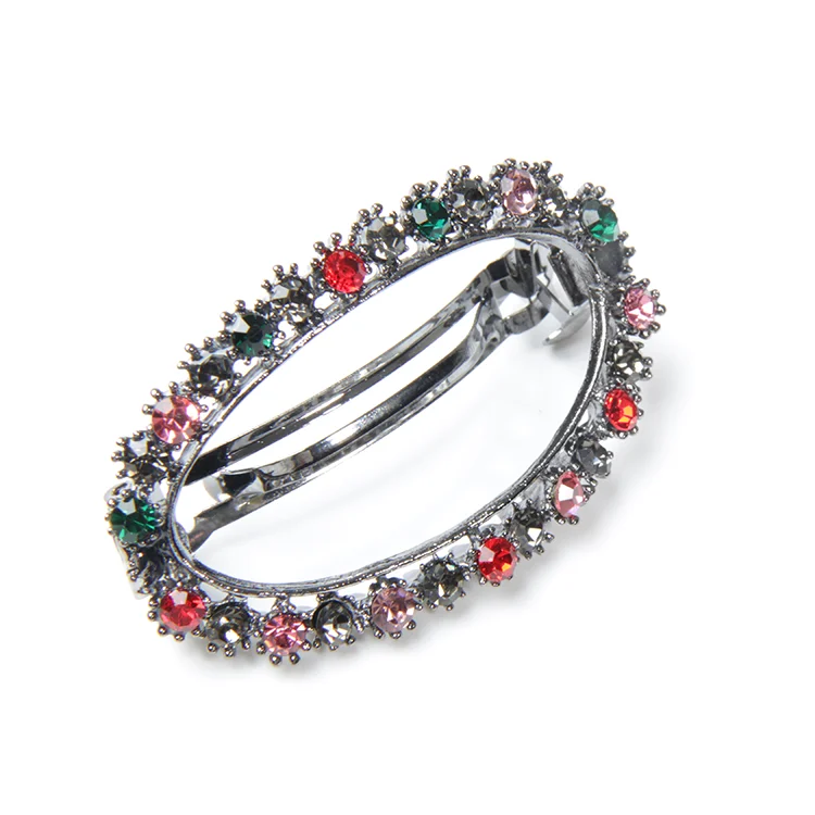 V&R Hot Selling Korean Multi Ston Oval Pin Geometric Crystal Rhinestone Hair Clip