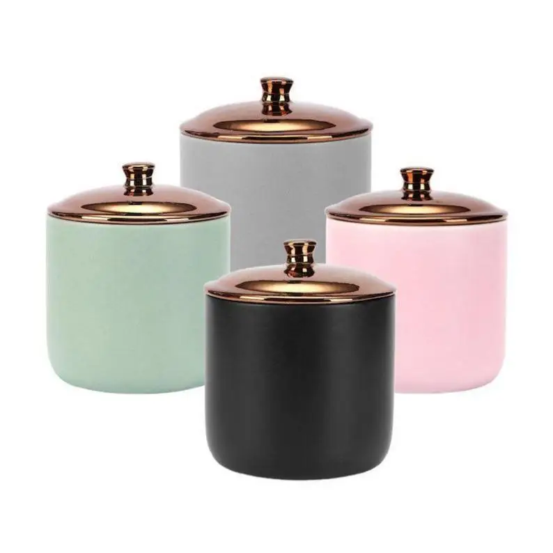 Оптовая продажа скандинавских 13 унций сосуд для изготовления свечей пустая черная банка крышка Роскошная матовая керамическая банка для свечей