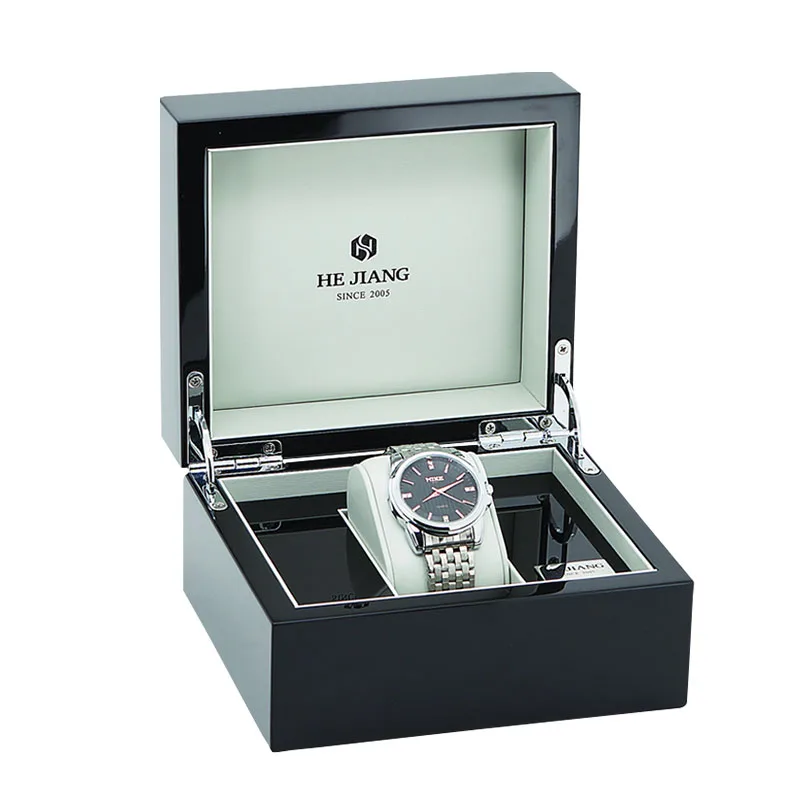 OEM factory Customized  Luxury wooden Watch Box Wholesale Price Of Fashion 1 slot black color Wooden Box for watch
