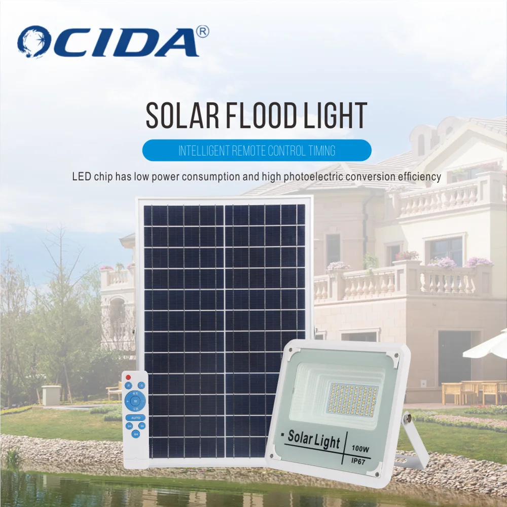Hot Popular Solar Flood Light 100W Low Power Consumption IP67 Solar Charging Rain And Lightning