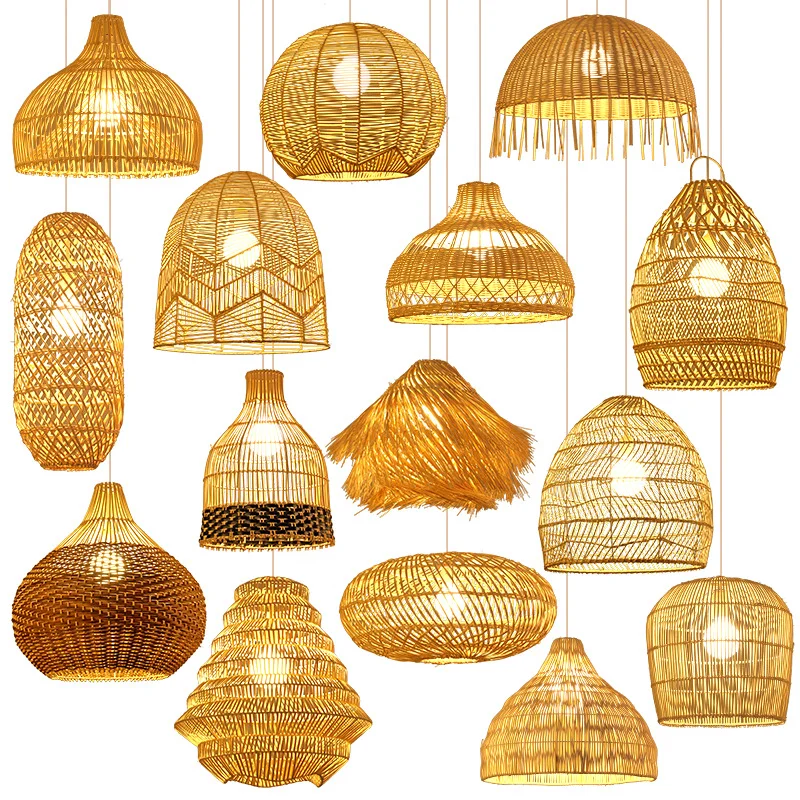 rattan handmade light lighting fixtures modern pendant hot selling Boho China reflector Pendant Lights Modern Crafts Lampshade