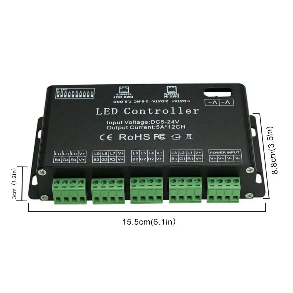 Новый Заводская цена высокое качество DC5-24V DMX 512 декодер DMX512-12CH дисплей DMX512 светодиодный контроллер 12 каналов