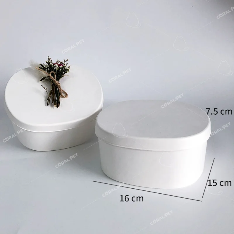 100% biodegradable pulp paper box scattering urn for animal ashes sea burial and earth burial pet cremation ashes pulp box