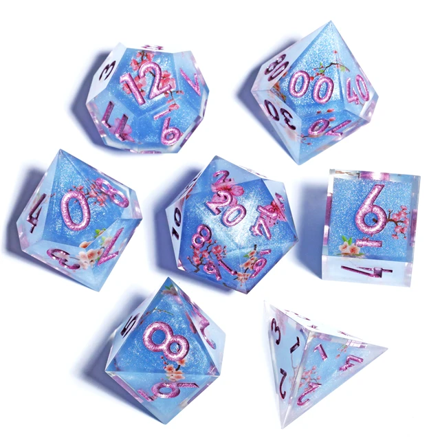 Mini Planet Dragon and Dungeon Dice Resin Polyhedral DND 7pcs Set Opp Bag Custom Logo 16mm Dice Toys