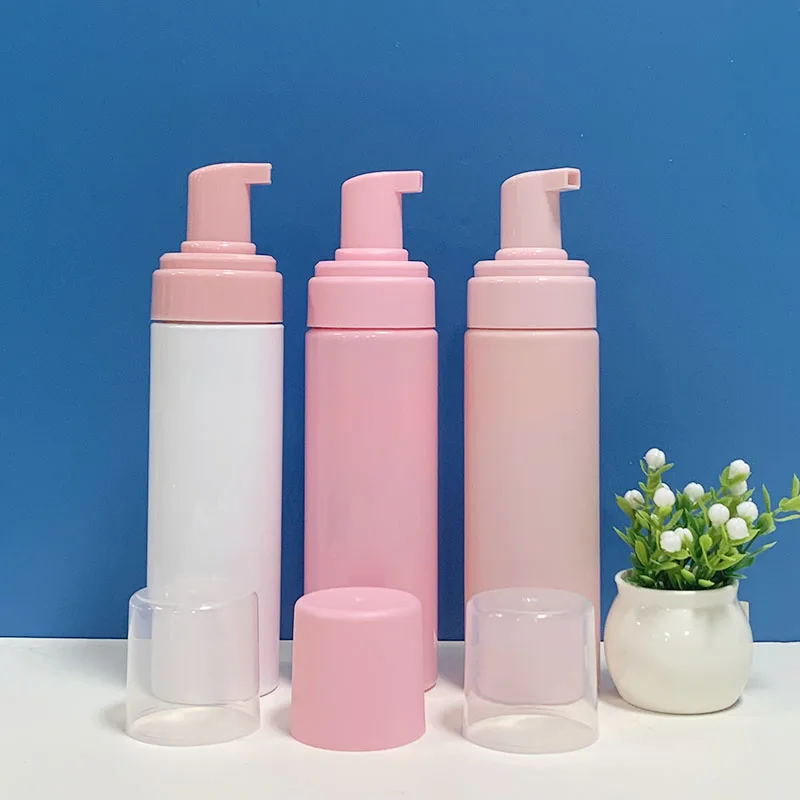 Custom mousse foaming cleanser face body wash shampoo frosted pink black 50ml 60ml 150ml 200ml 250ml pump dispenser foam bottle