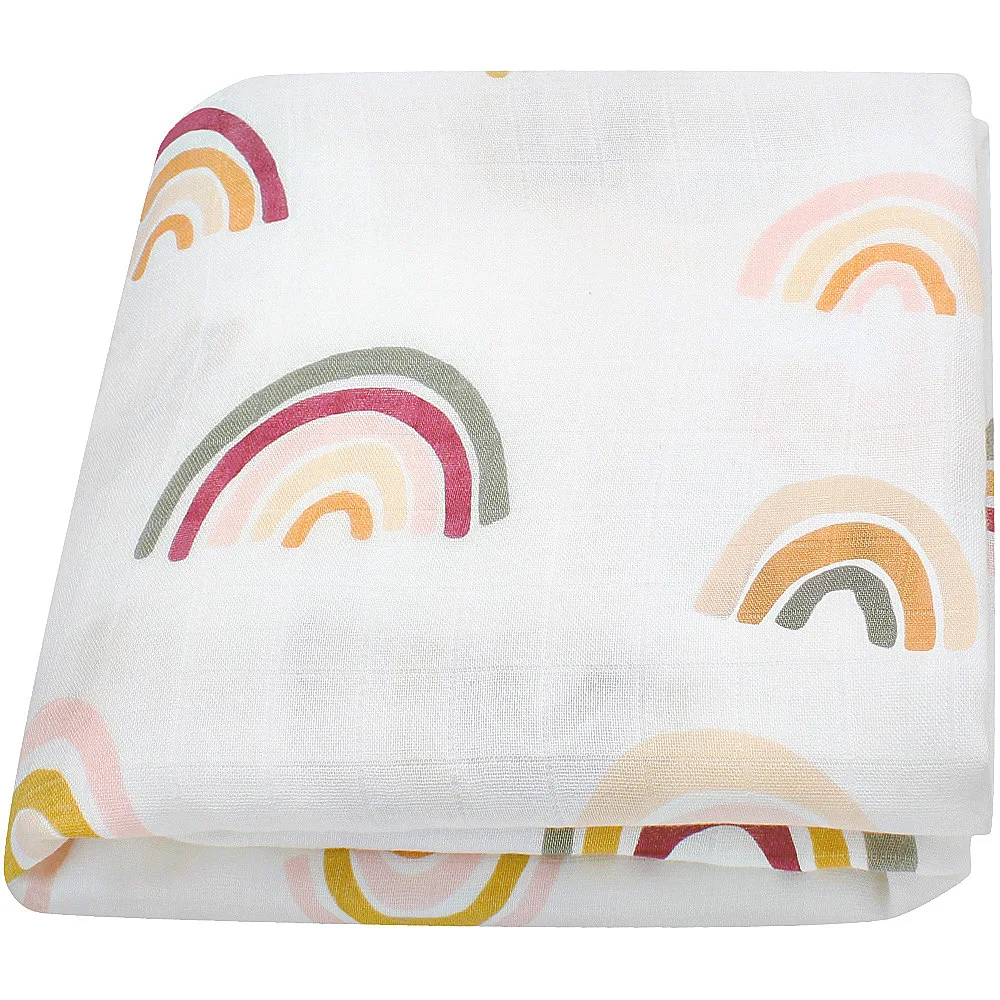 Rainbow Infant Receiving Muslin Wrap Bamboo Cotton Baby Swaddle Blanket Towel