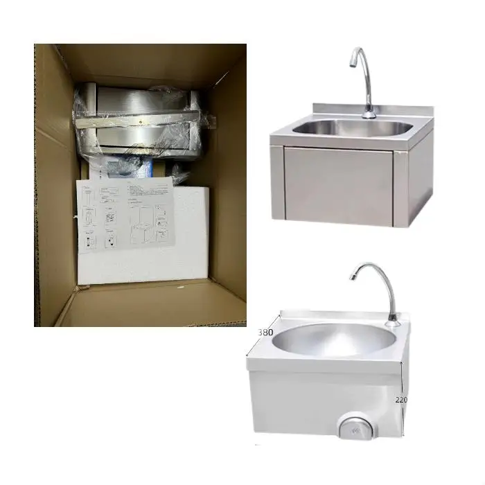 Sunmax Restaurant Kitchenware Washbasin Knee Operated Kitchen Sink Stainless Steel Customized Logo Round Polished