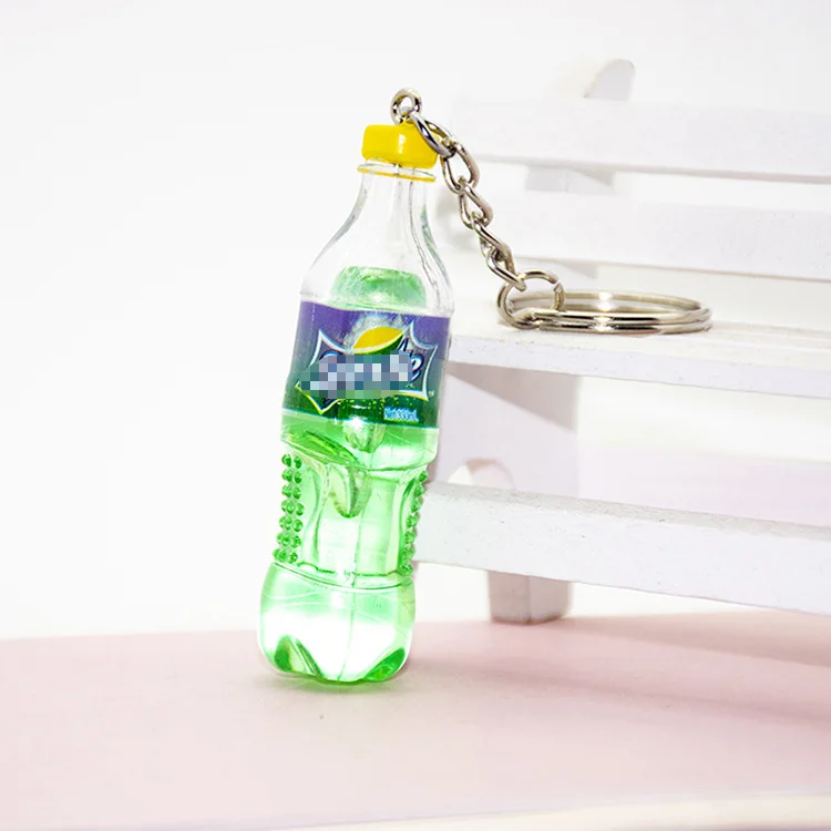 Mini Beverage Bottle Keychain Pendant Wholesale Simulation Carbonated Drink Bottled Keyring Key Chain Ring