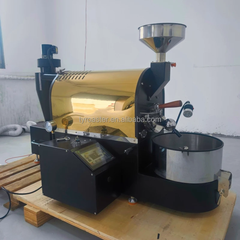 TY-TECH laser cut high performance 0.5~2.5kg sample toper industrial gas burner coffee roaster machine for home