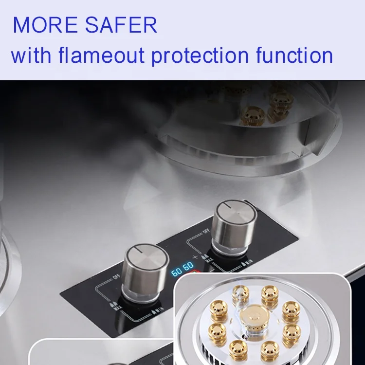 stainless steel panel big fire built in Liquefied Petroleum gas 2 burner gas stove cooker