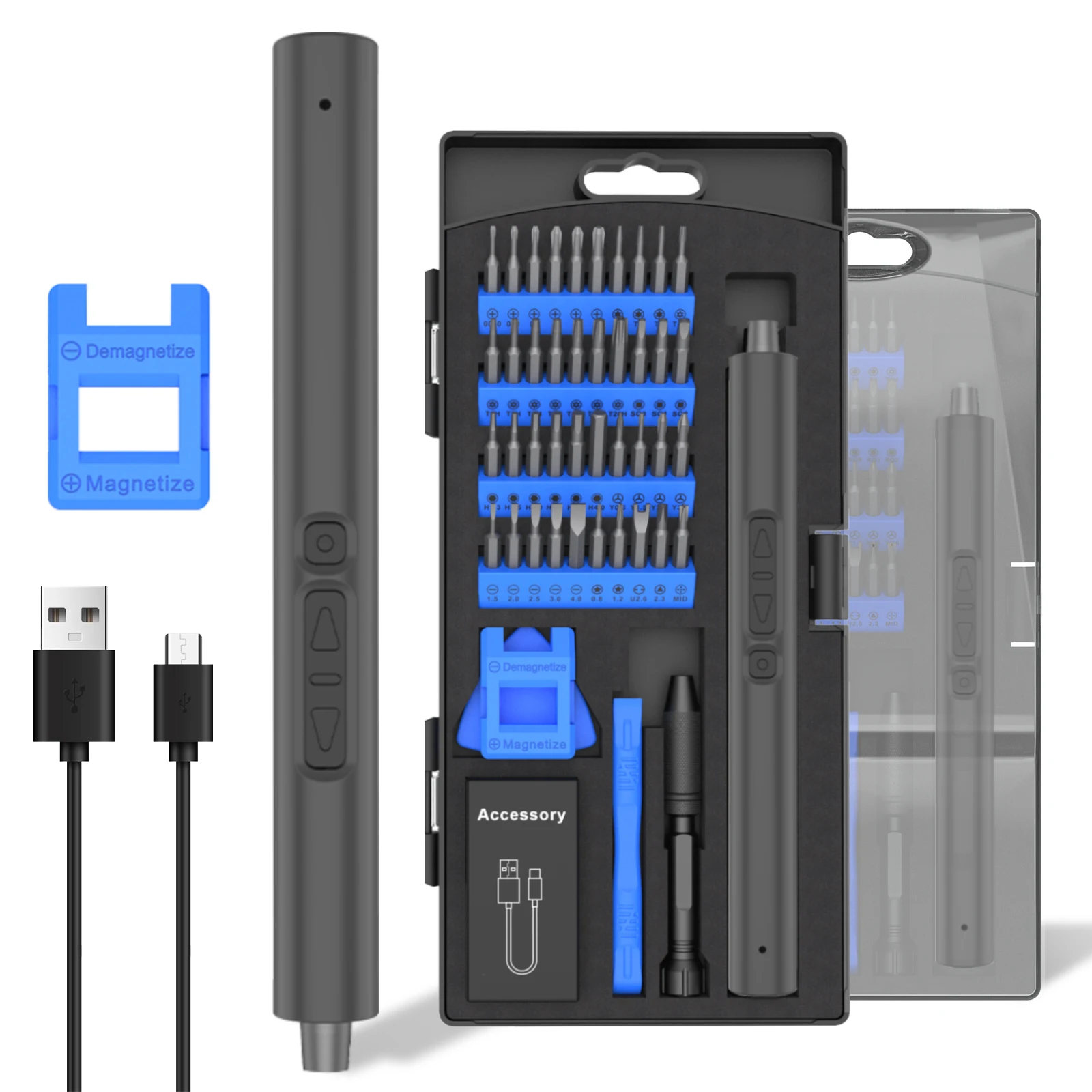 50pcs Home Precision Mini Electric Screwdriver S2 Rechargeable Lithium ion Power Battery Straight Rod Cordless Screwdriver
