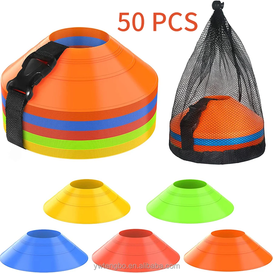 50pcs Flat Field Cones Non Slip Rubber Agility Markers Flat Field Cones for Soccer Basketball Sports Speed Agility Training