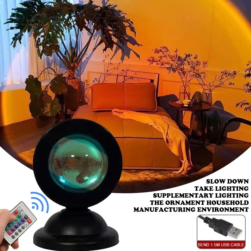 Sunset Lamp Projection Light 16 Colors Changing Atmosphere Night LED Floor Lamp for Room Decor