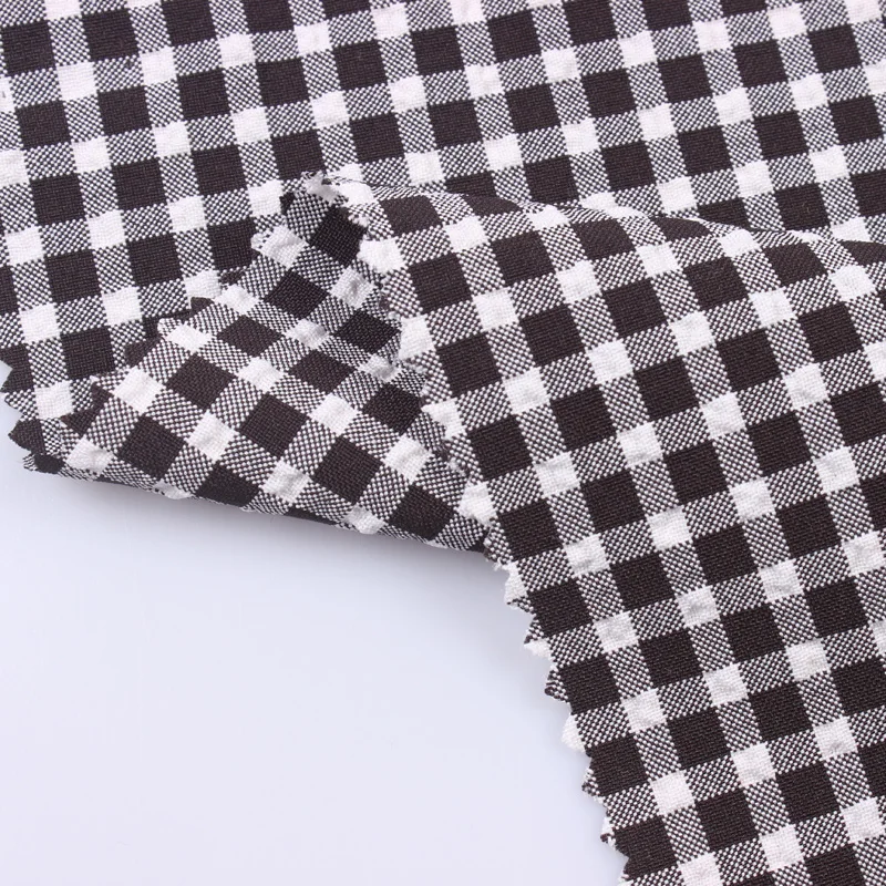 black white ripstop 95%polyester  5%spandex cationic polyester bubble plaid spandex fabric for  sportswear garment