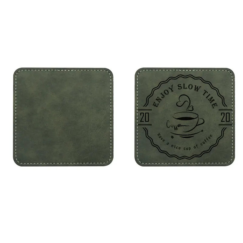 Sublimation square PU Leather coaster in Personalized printing cup holder