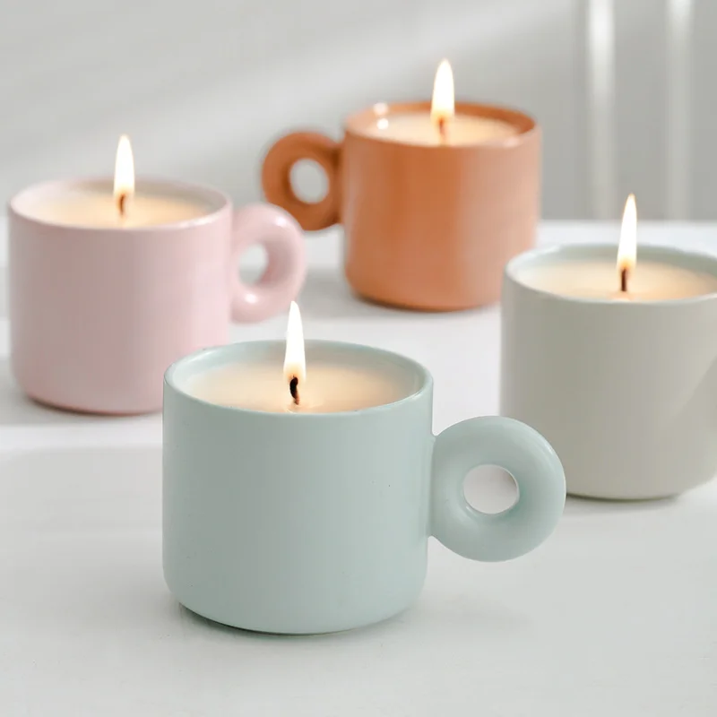 TC55 220G Ceramic Cup Soybean Wax Fragrant Candle Gift Box Nordic Home Decoration and Wedding Fragrant Candle