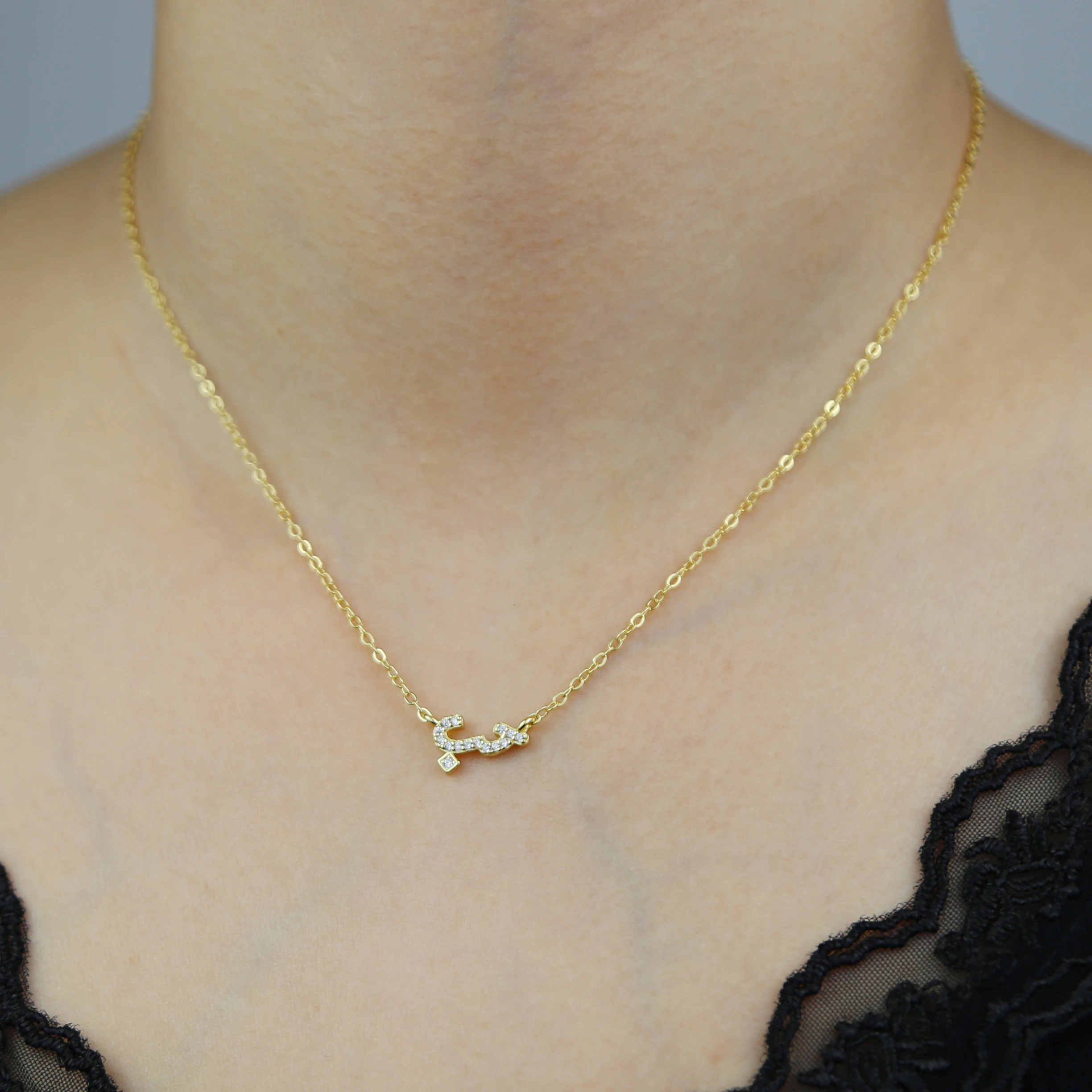 Arabic Love Letter Necklace 925 Sterling Silver Minimal Delicate Fine Silver Jewelry