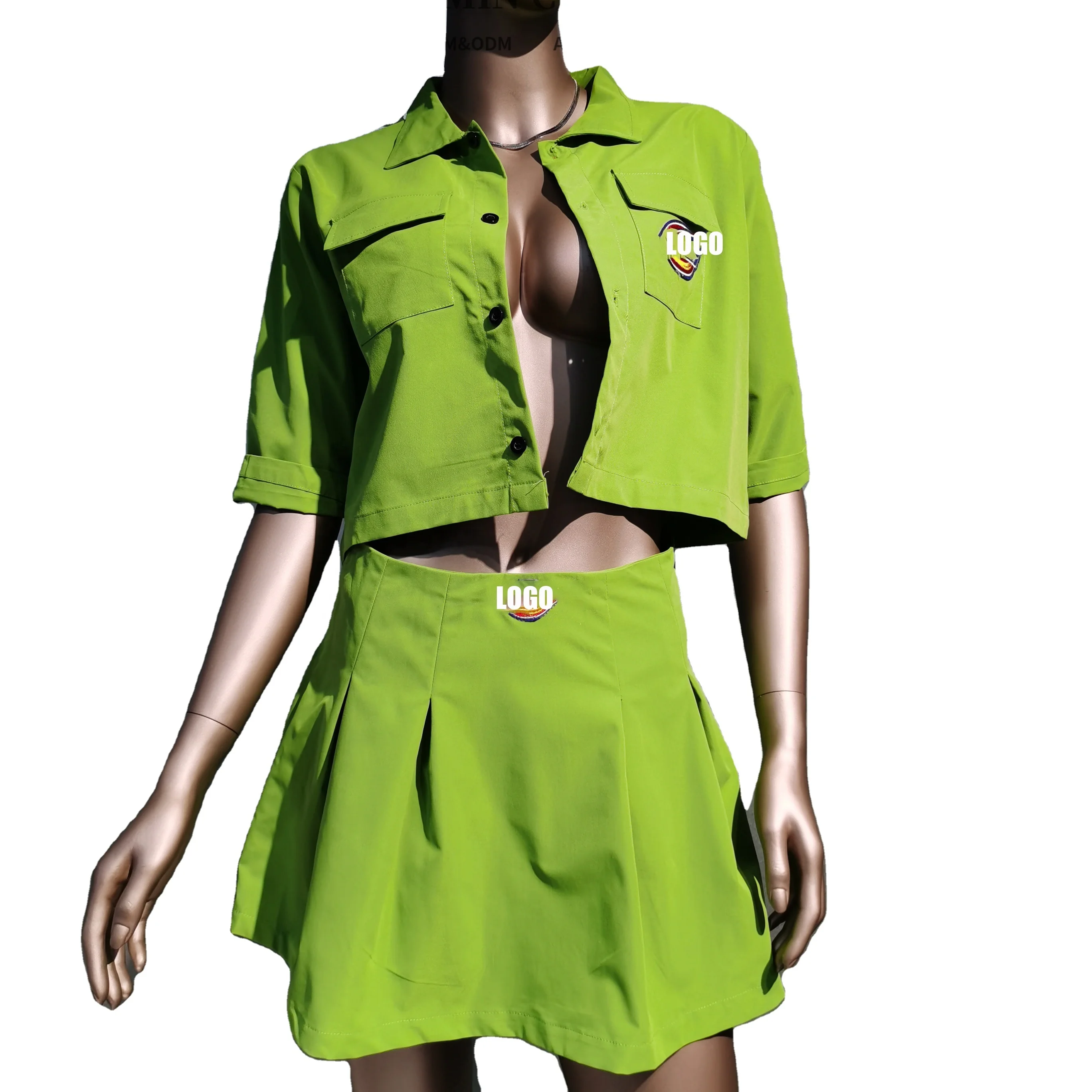 
2021 Hot sale tennis skirts pleated women 2 piece skirt set 