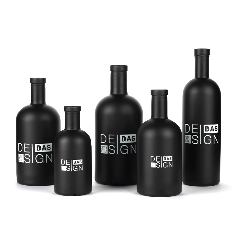 Custom Empty Clear Frosted Matte Black Gin Rum Spirit Olso Whisky Vodka 750 ml Nordic Liquor Glass Bottles 500ml 750ml for Sale