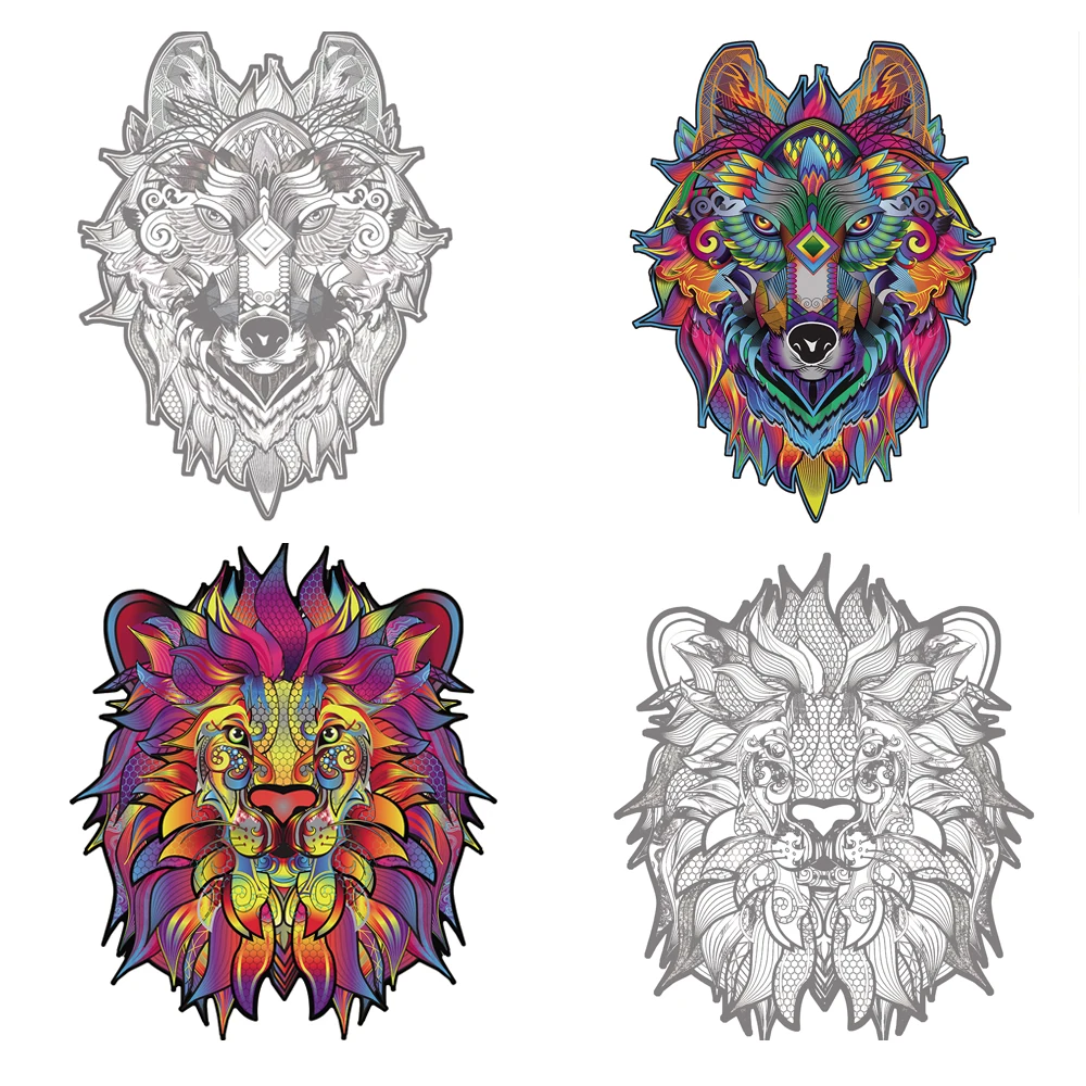 family game birthday gift Amazonian supplier wooden animal puzzle challenging wolf animal shape puzzle wooden toys