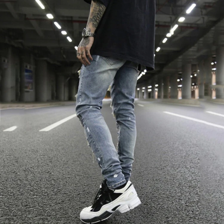 Wholesale Style Brand Italian Designer Rhinestone Skinny Jeans For Men