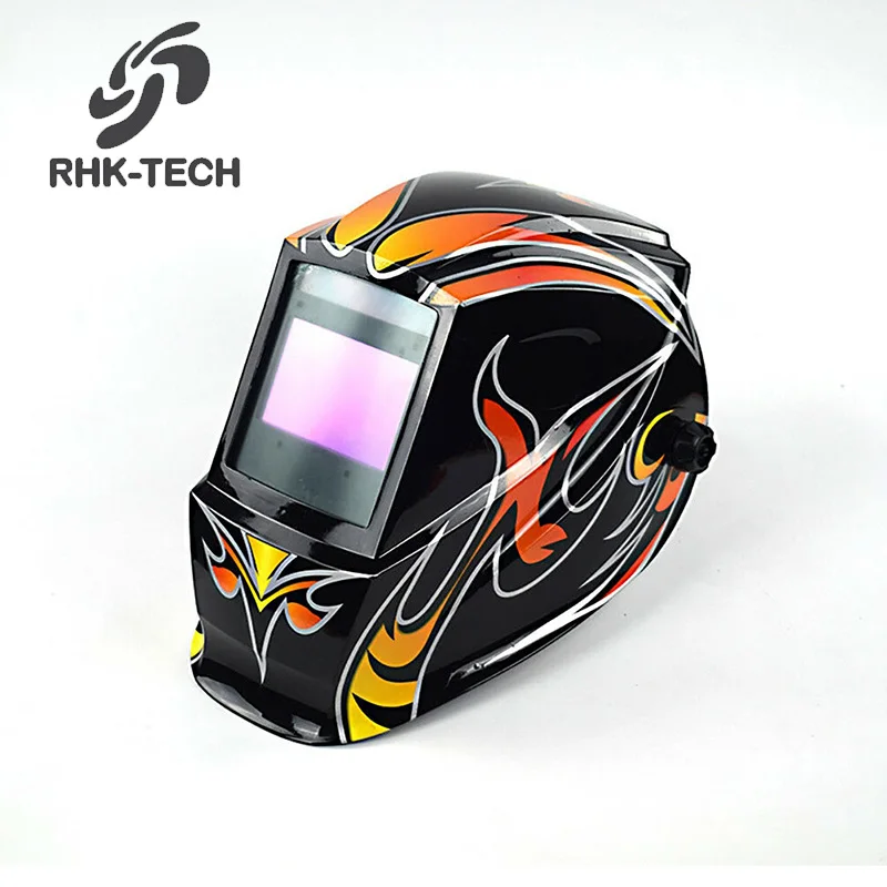 Шлем сварочный RHK с большим смотровым экраном регулировка яркости автозатемнение на солнечной батарее для дуговой сварки TIG MIG