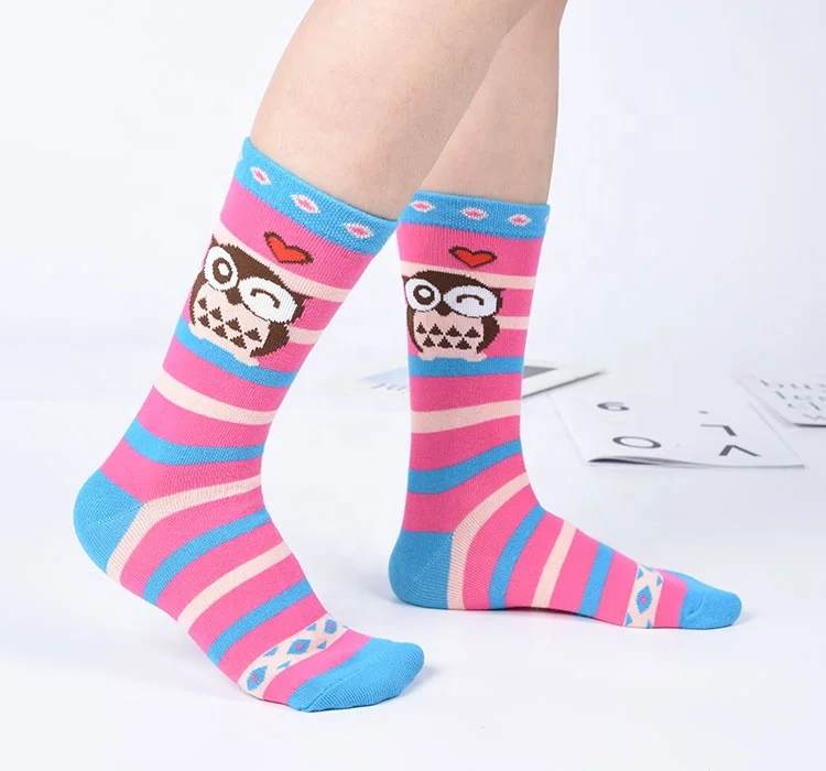 
designed pink funny tube custom winter slouch cute cartoon colorful happy cotton women socks 