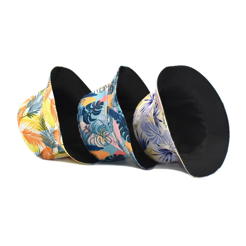 2022 Summer Fashion Cotton Reversible Bucket Hat Custom Print Floral Caps Tropical Hats With Custom Logo With Custom Logo For Ho