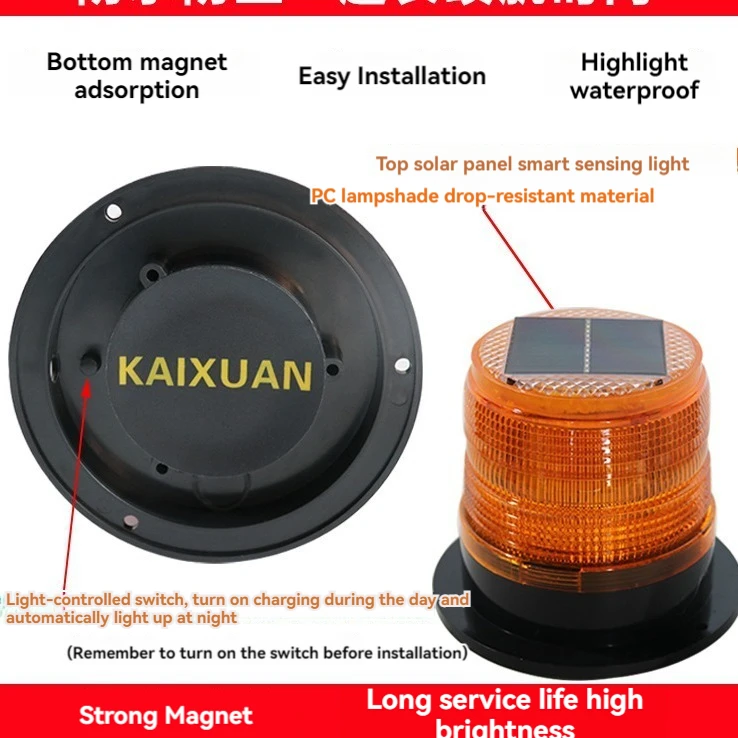 IP65 Waterproof and Durable Solar Flashing Light Long-Lasting Night Visibility Enhancement for Traffic Cone Warning Light