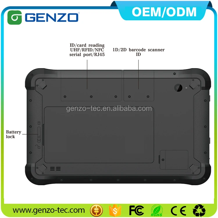 GENZO High brightness 1000 nits Rugged Tablet for Windows with RJ45 Ethernet port and UHF Industrial Tablet PC