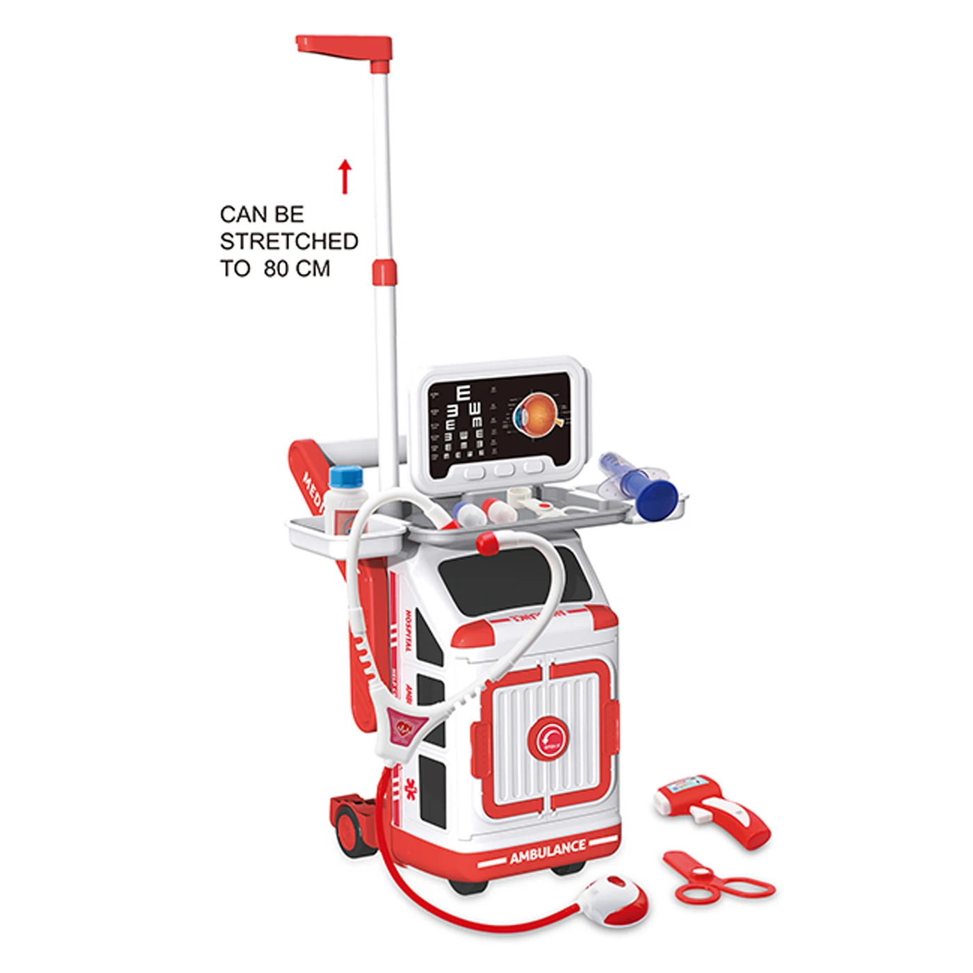 KUNYANG 2 in 1 ambulance car portable pretend play children kids doctors play set medical station doctor toy ultrasound machine