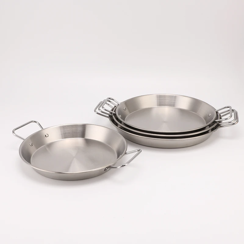 Double Handle Non Stick Skottel Braai Pan 34cm Stainless Steel Paella Pan