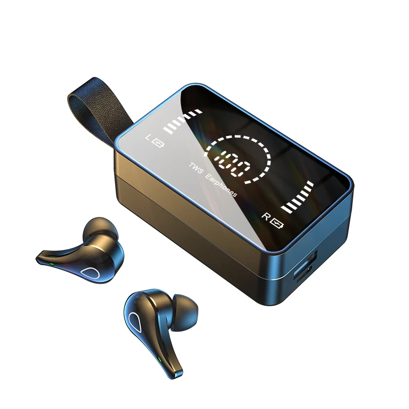 Factory OEM H3 Portable Bluetooth Wireless Earphones 9D HiFi Stereo Headset With 3500mAh Mirror Power Bank Earbuds Bluetooth