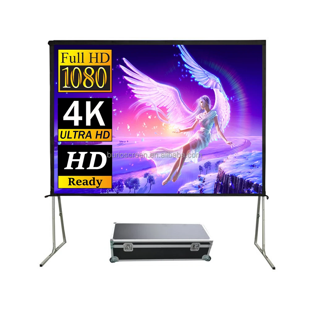 Wholesale Fast Fold Projector Screen 180 Inch 16:9 Front and Rear Projection Outdoor Portable Folding Projection Screen