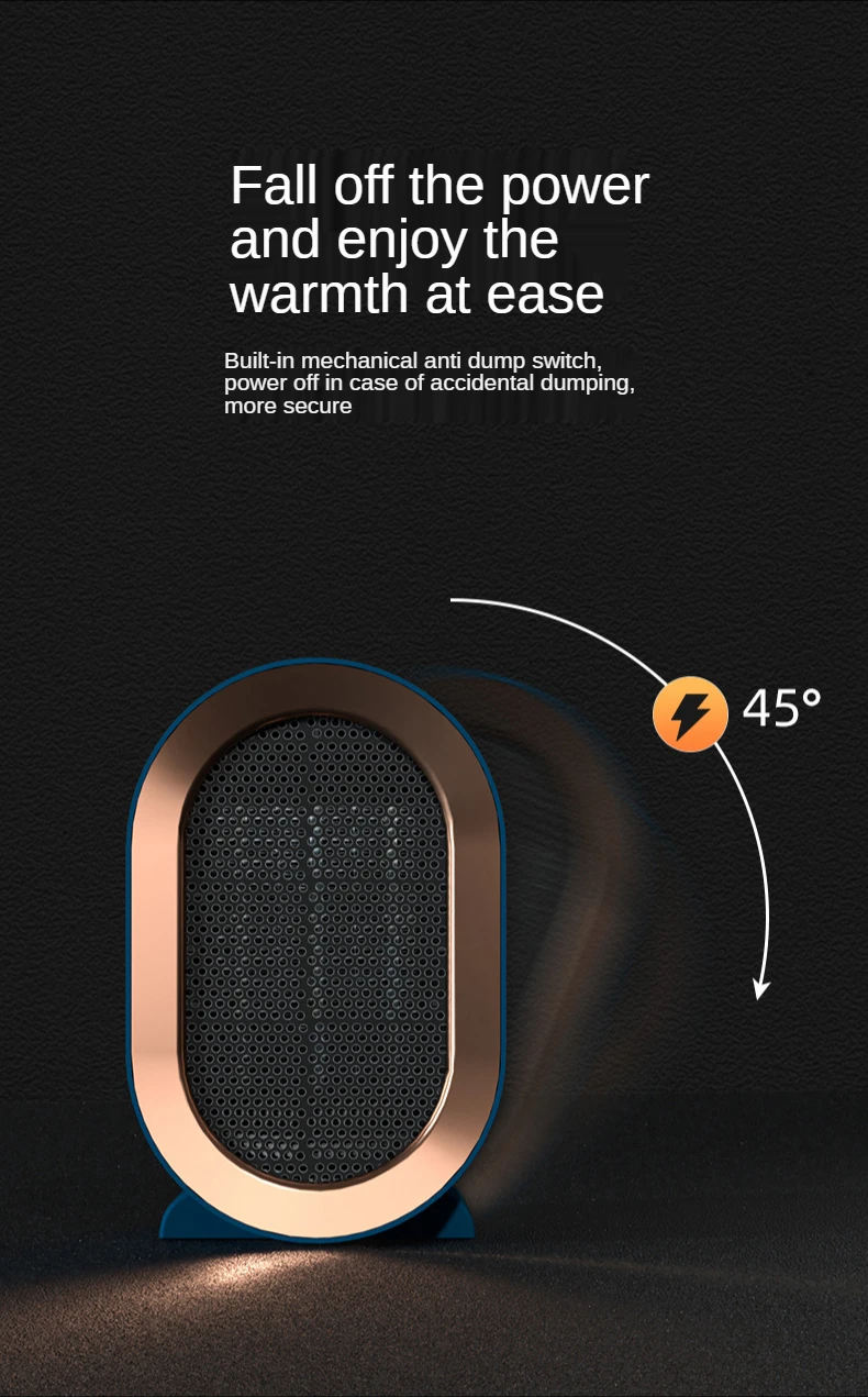 New Portable Electric Heaters Fan 1200W PTC Ceramic Heat 2-Speed Mini Low-Noise Household Space Heaters Electric Heater