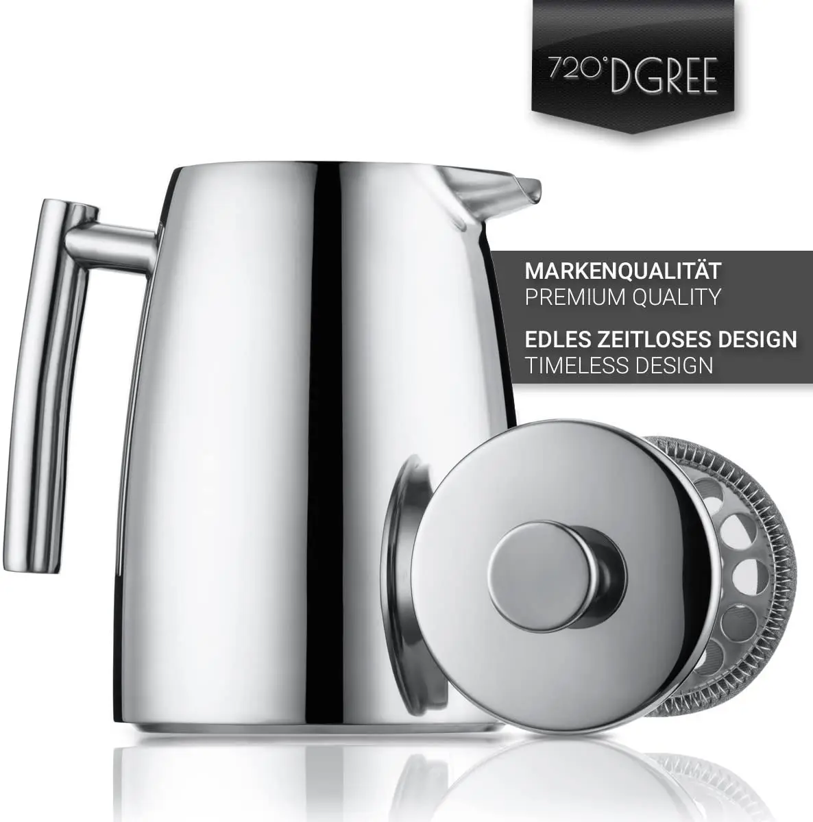 Morden Luxury Vacuum Metal Thickened Stainless Steel Coffee Maker Tea French Press Coffee Pot For Home Coffee Shop