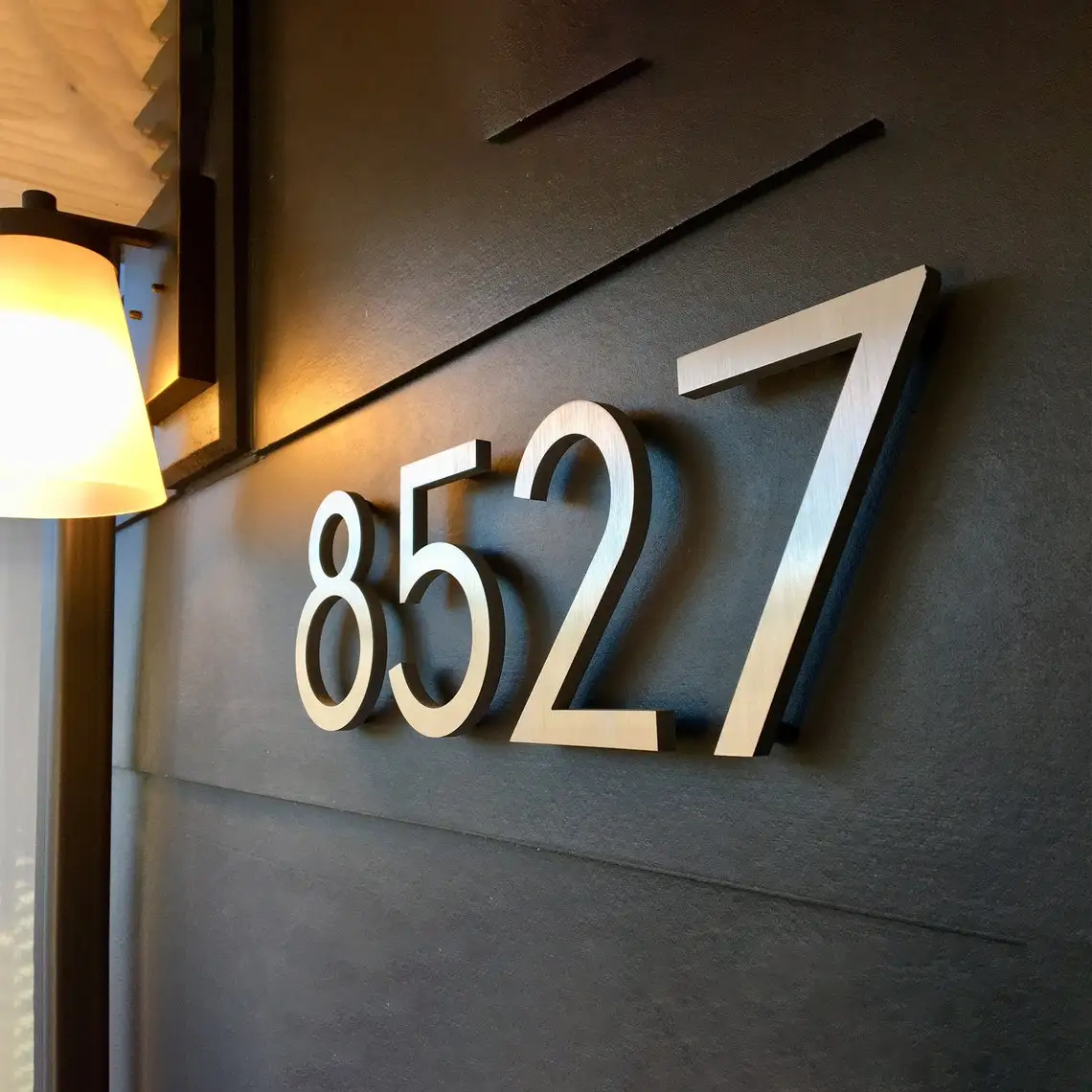 3D Design Sliver Stainless Steel Custom Modern Metal Acrylic Floating Outdoor House Number Sign