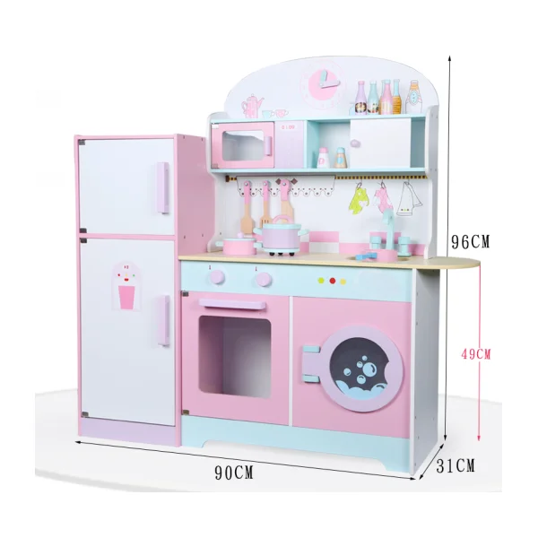 Handmade Children Wooden Shop German Cool Kitchen Furniture Toys Wooden Simulation Kitchen Toys Wooden Fridge Pretend Game Toy