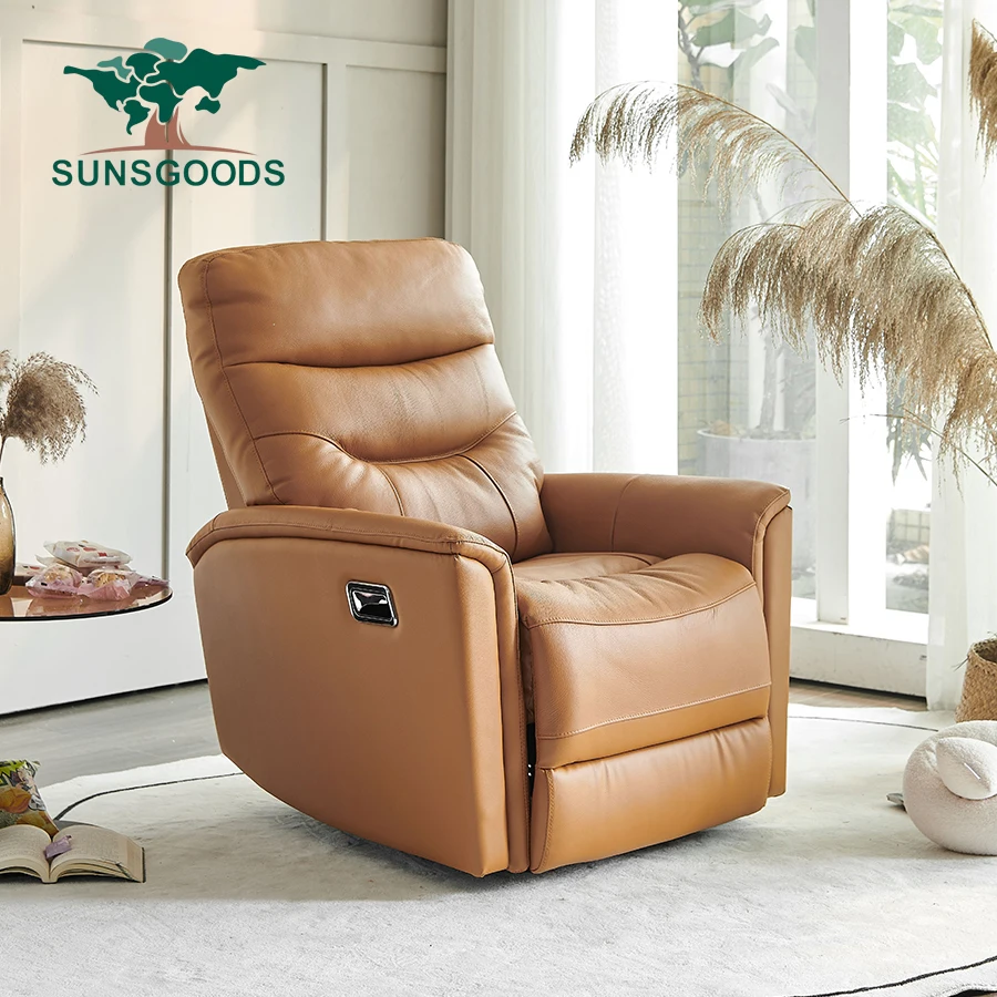 Manual or Electric Single Relax European Lazy Boy Modern Leisure Genuine leather Customized Color Reclining Chairs For Sale