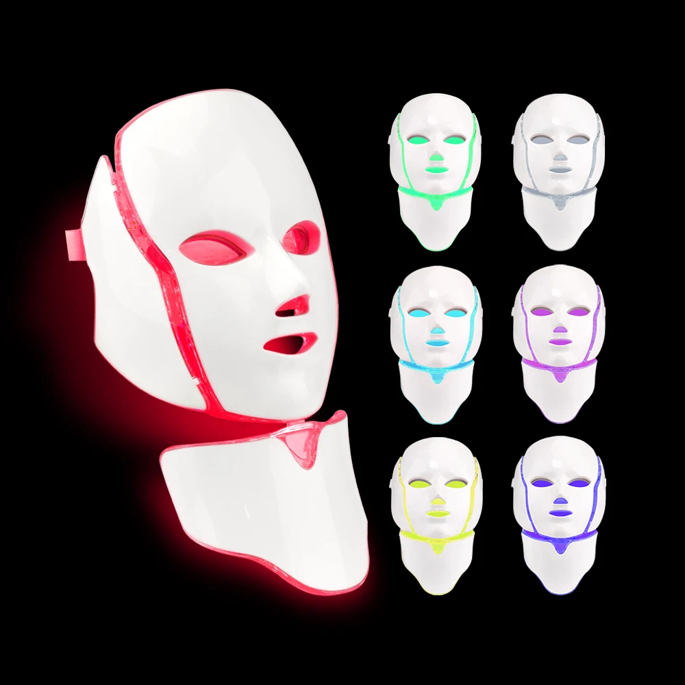 
7 photon colors LED facial mask for face and neck rejuvenation 