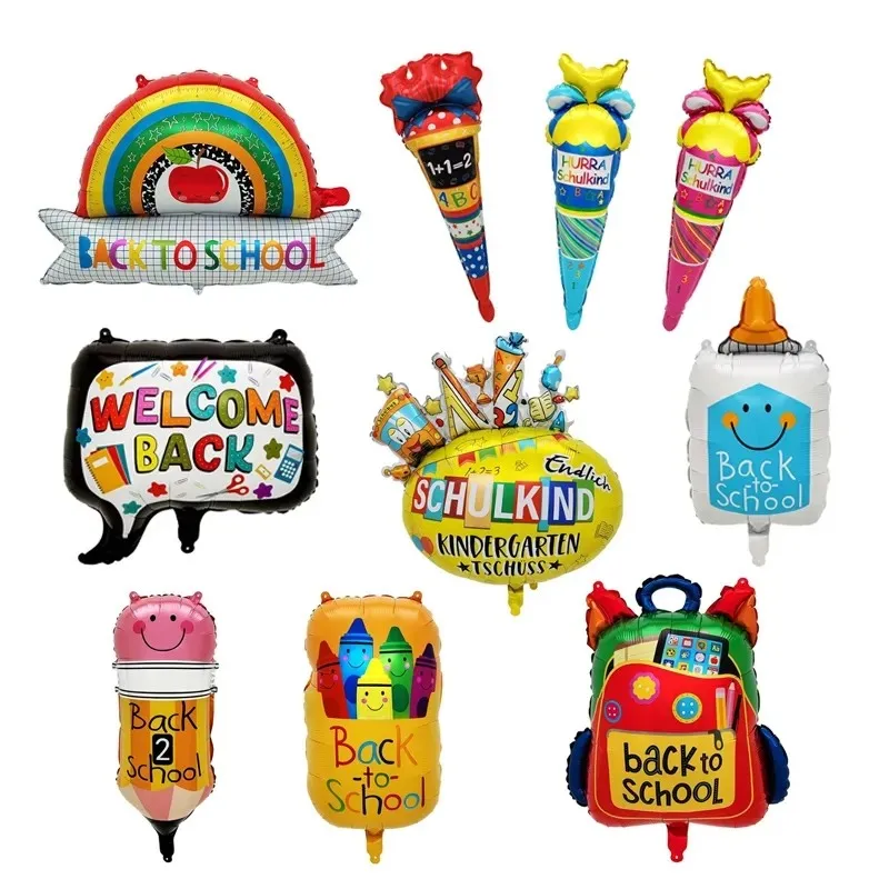 new design school season balloon School Bag Pencil Bus Children Back to School Theme Party Balloon