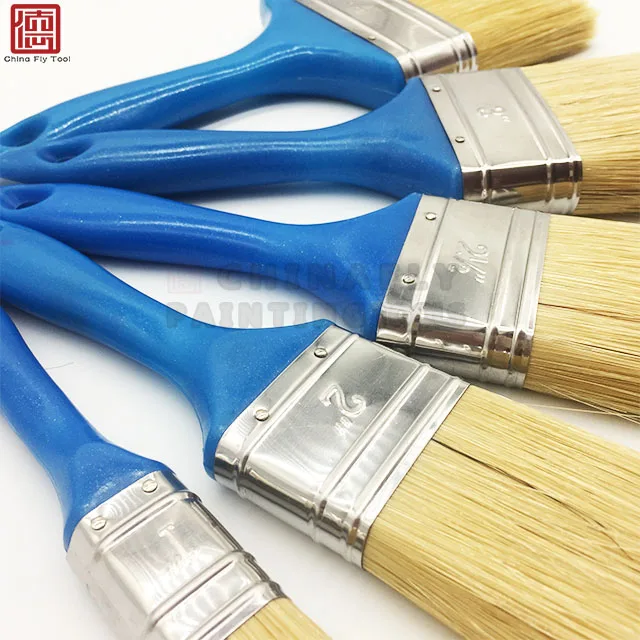 CTPBS011 Wholesale Price  Blue Fluorescence Powder Virgin Plastic Handle Pig Bristle  Polyester Filament Paint Brushes