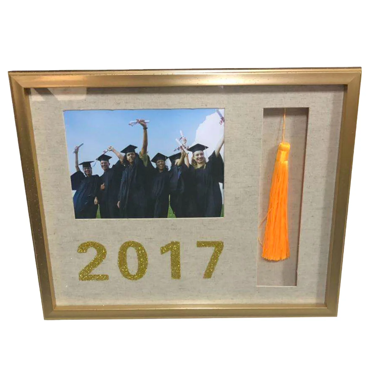 
12*18 Vintage Collage Multiple Happy Graduation Photo Frame With Tasseled Decora And Velvet Matboard For Photos Protect 