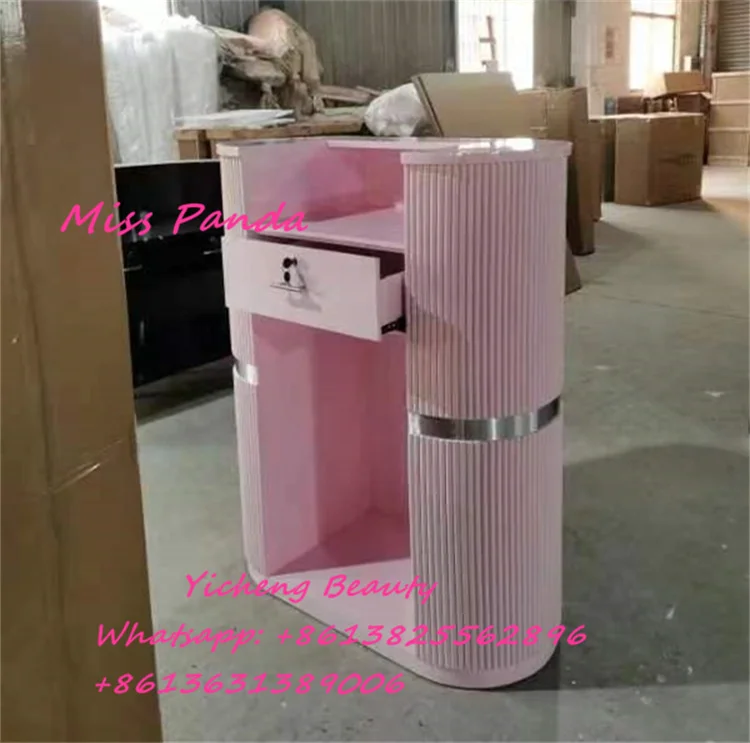 Yicheng beauty high performance reception desk for beauty salon wood pink front desk salon furniture sale online